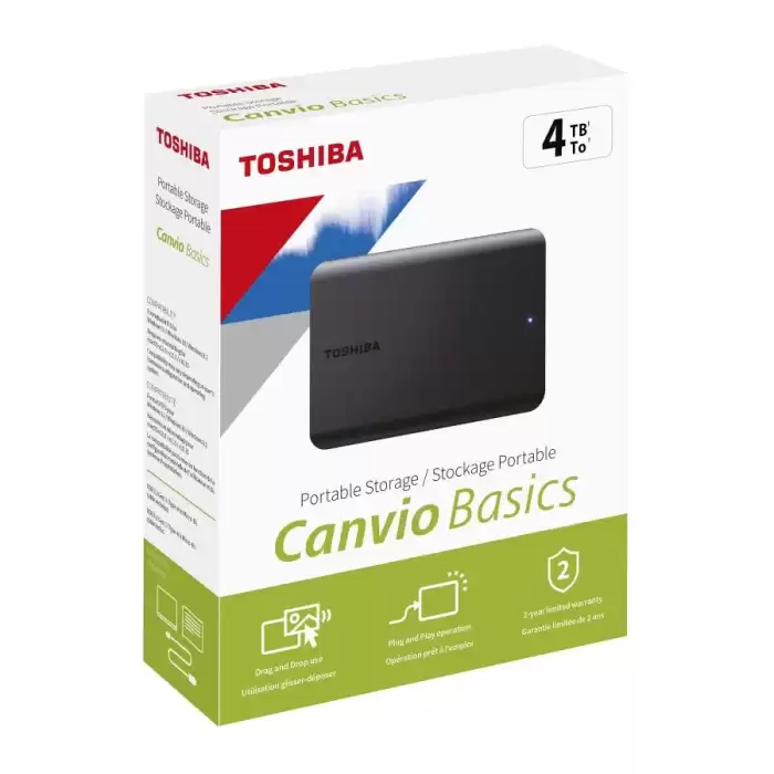 Toshiba 4Tb Canvio Basic 2.5 Gen1 Siyah Hdtb540Ek3Ca Harici Harddisk -Yeni-
