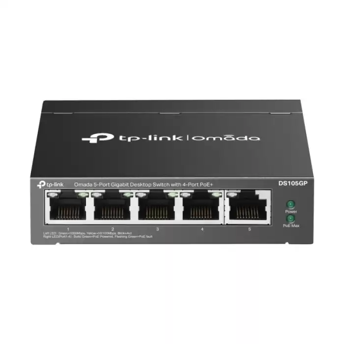 Tp-Link Ds105Gp 5 Port 10-100-1000 Poe+ Switch Çelik Kasa Rack Mount