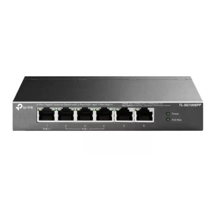 Tp-Link Tl-Sg1006Pp 5 Port 4 Port Poe+ 10-100-1000 Mbps Switch Çelik Kasa