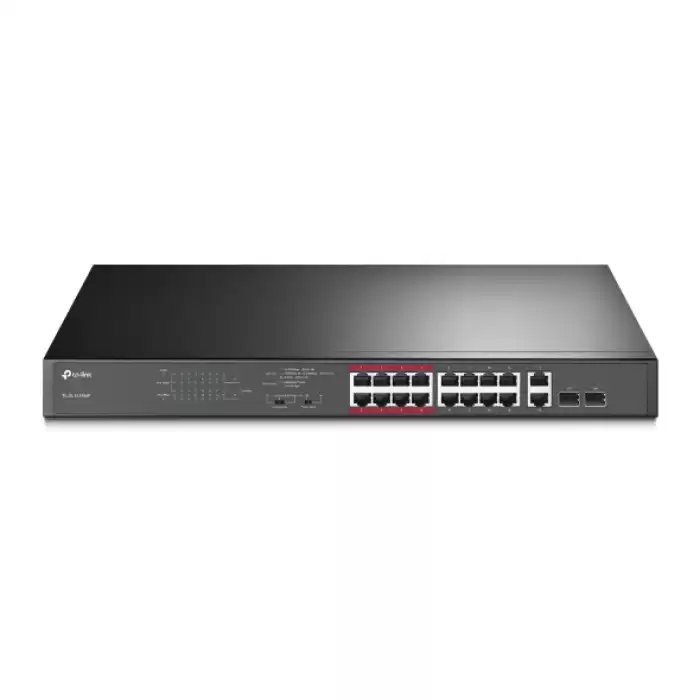 Tp-Link Tl-Sl1218Mp 16 Port 10-100 Poe+ 2 Port 10-100-1000 Mbps Switch 2 Port Sfp Çelik Kasa