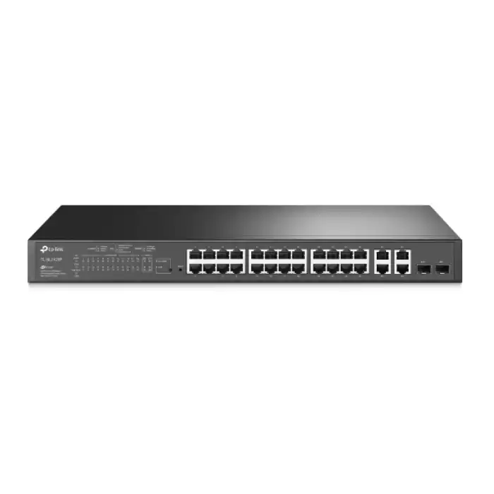 Tp-Link Tl-Sl2428P 24 Port 10-100 Poe+ Switch 4 Port Sfp Çelik Kasa Rack Mount