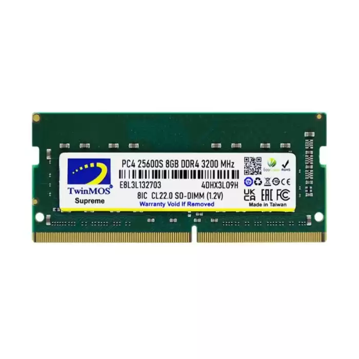 Twinmos 8 Gb Ddr4 3200Mhz Cl22 1.2V Sodımm (Mdd48Gb3200N) Notebook Ram