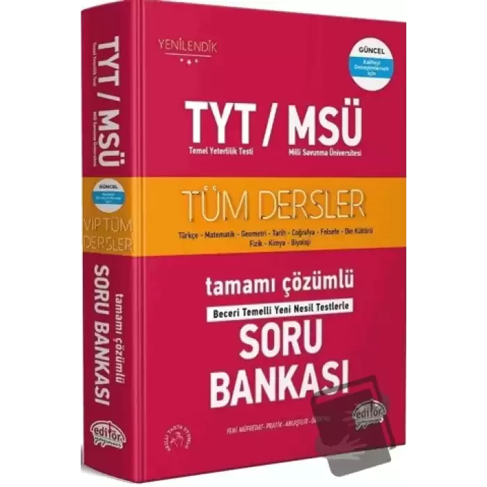 TYT - MSÜ Tüm Dersler Tamamı Çözümlü Soru Bankası