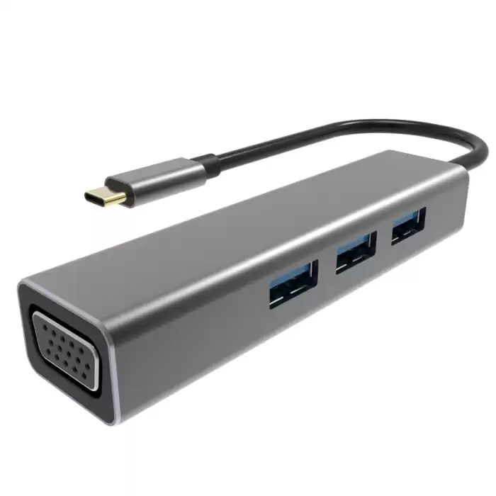 Vcom Dh319 Type-C To Usb 3.0-3 Vga Çevirici