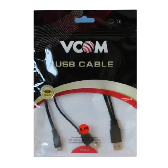 Vcom Usb 2.0 2-Mini Usb 5Pin Black 0.3M