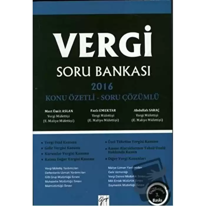 Vergi Soru Bankası 2016 - Konu Özetli Soru Çözümlü