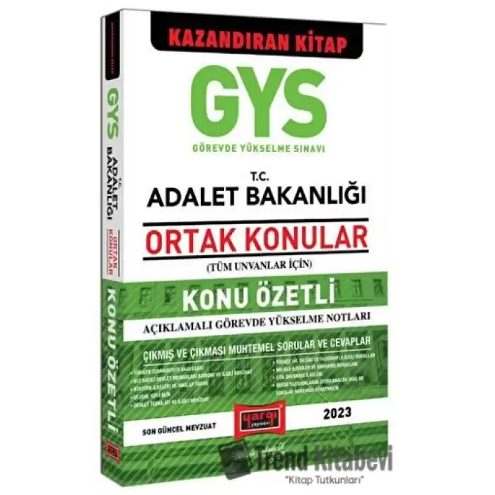 Yargı Yayınları 2023 Adalet Bakanlığı GYS Tüm Unvanlar İçin Ortak Konular Konu Özetli Ders Notları