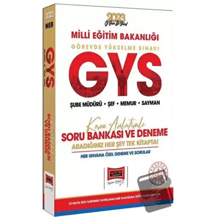 Yargı Yayınları 2023 Milli Eğitim Bakanlığı GYS Tüm Unvanları İçin Şube Müdürü - Şef - Memur - Sayman Konu Anlatımlı Soru Bankası ve Deneme