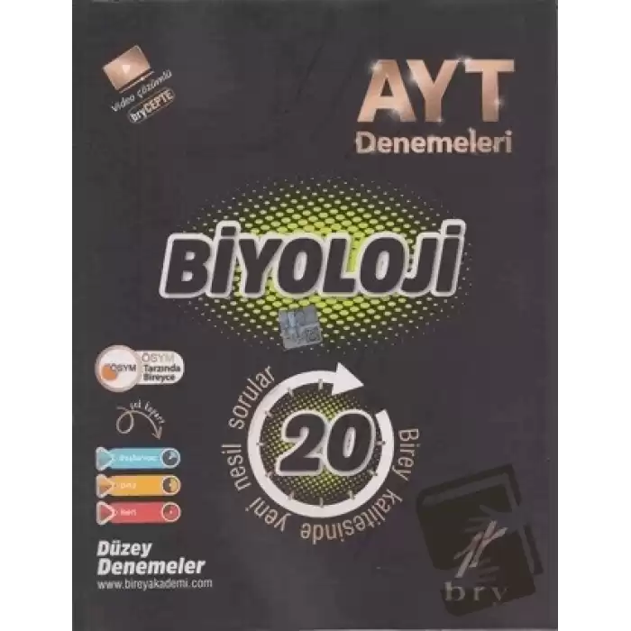 YKS AYT Biyoloji 20li Deneme Video Çözümlü Birey Yayınları