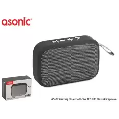 Asonic As-02 Gümüş Bluetooth 3W Tf-Usb Destekli Speaker