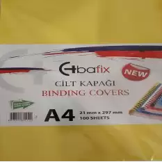 Bafix Cilt Kapağı Plastik Opak A4 160 Mıc Sarı - 100lü Paket
