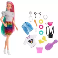 Barbie Leopar Desenli Saçlar Bebeği Grn81