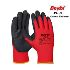 Beybi Nitril Poly Pl9 9 Beden Kırmızı Siyah İş Eldiveni 12Li Paket Camcı Eldiveni