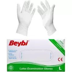 Beybi Lateks Pudralı (L) Large Beden Muayene Eldiven 100Lü Paket