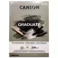 Canson Çizim Bloğu Graduate Mıx Medıa Gri 30 Syf A3 220 Gr