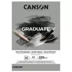 Canson Çizim Bloğu Graduate Mıx Medıa Gri 30 Syf A4 220 Gr