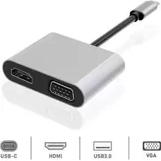 Dexim Dhu0004 Premium 4 İn 1 Usb-Typ-C Hdmı Vga Hub For İpad Pro, Macbook, Pc, Laptop