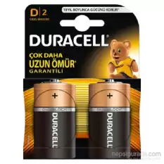 Duracell Alkalin Büyük Boy Pil (D) 2 Li Kartela