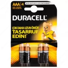 Duracell Alkalin İnce Kalem Pil (Aaa) 4 Lü Kartela