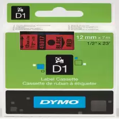 Dymo D1 Şerit Standart 12 Mmx7 Mt Kırmızı Üzerine Siyah 45017