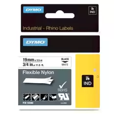 Dymo Rhino Pro Etiketi Plastik Esnek 19 Mmx3.5Mt Siyah Üzerine Beyaz 18489