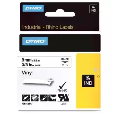 Dymo Rhino Pro Etiketi Renkli Vinil 9 Mmx5,5 Mt Beyaz Üzerine Siyah 18443 - 5li Paket