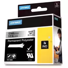 Dymo Rhinopro Sabitpolyester 12 Mmx5.5 M Metalik Gri/Siyah 18486