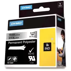 Dymo Rhinopro Sabitpolyester 19 Mmx5.5 M Metalik Gri/Siyah 18487