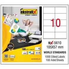 Ekstrafix Laser Etiket 100 Yp 105X57 Laser-Copy-Inkjet Fix-5610