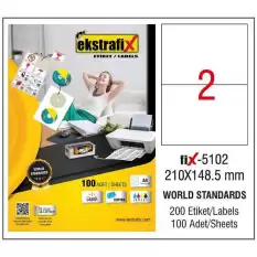 Ekstrafix Laser Etiket 100 Yp 210X148.5 Laser-Copy-Inkjet Fix-5102