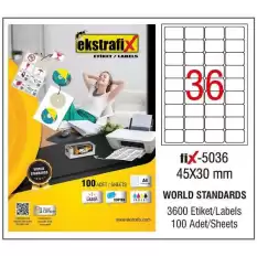 Ekstrafix Laser Etiket 100 Yp 45X30 Laser-Copy-Inkjet Fix-5036