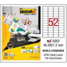 Ekstrafix Laser Etiket 100 Yp 46.4X21.2 Laser-Copy-Inkjet Fix-5052