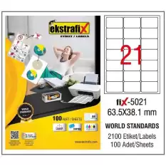 Ekstrafix Laser Etiket 100 Yp 63.5X38.1 Laser-Copy-Inkjet Fix-5021