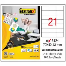 Ekstrafix Laser Etiket 100 Yp 70X42.43 Laser-Copy-Inkjet Fix-5124
