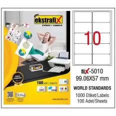 Ekstrafix Laser Etiket 100 Yp 99.06X57 Laser-Copy-Inkjet Fix-5010