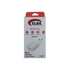 Elba Elb01-25Wpd Beyaz 25W Şarj Kafa Type Usb-C Pd3.0-Qc4.0(Akım Koruma-Hızlı Şarj-Isıya Dayanıklı)
