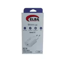 Elba Elb02-20Wpd Beyaz 20W Usb-C Şarj Kafa Pd 3.0-Qc4.0(Akıllı Koruma-Hızlı Şarj-Isıya Dayanıklı)