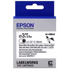 Epson Lk-4Wba3 Isıyla Daralan Siyah Üzeri Beyaz 3Mm 2,5Metre Etiket