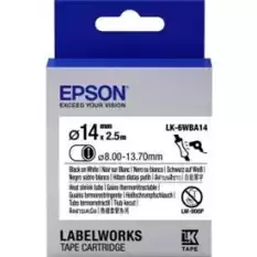 Epson Lk-6Wba14 Isıyla Daralan Siyah Üzeri Beyaz 14Mm 2,5Metre Etiket