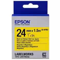 Epson Lk-6Yb2 Mıknatıslı Siyah Üzeri Sarı 24Mm 1,5Metre Etiket