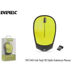 Everest Sm-340 Usb Yeşil 3D Optik Kablosuz Mouse