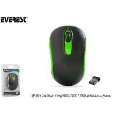 Everest Sm-804 Usb Siyah-Yeşil 800-1200-1600Dpi Kablosuz Mouse