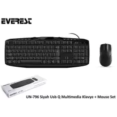 Everest Un-796 Siyah Usb Q Multimedia Klavye + Mouse Set