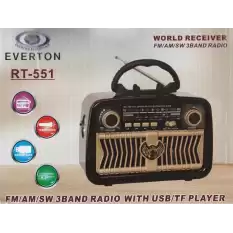 Everton Rt-551  Bluetooth Fm-Usb-Tf-Aux Şarjlı Nostaljik Radyo