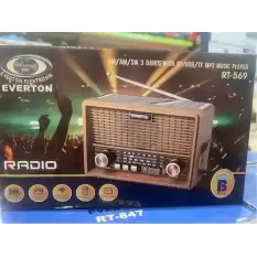 Everton Rt-569  Bluetooth Fm-Usb-Tf-Aux Güneş Enerjili Şarjlı Nostaljik Radyo