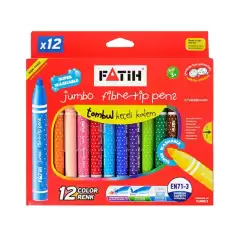 Fatih Keçeli Boya Kalemi Jumbo Yıkanabilir 12 Renk 34260