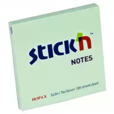 Hopax Stickn Yapışkanlı Not Kağıdı 76X76 Pastel Yeşil 100 Yp He21150 - 12li Paket