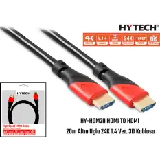 Hytech Hy-Hdm20 Hdmi To Hdmi 20M Altın Uçlu 24K 1.4 Ver 3D Kablosu