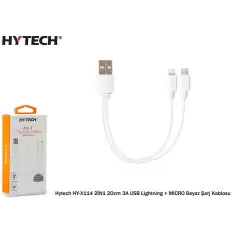 Hytech Hy-X114 2İn1 20Cm 3A Usb Lightning + Micro