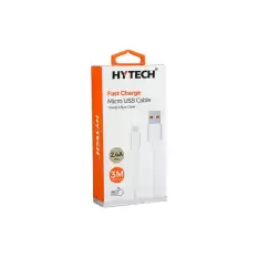 Hytech Hy-X893 3M 2.4A Usb To Micro Usb Beyaz Data + Sarj Kablosu